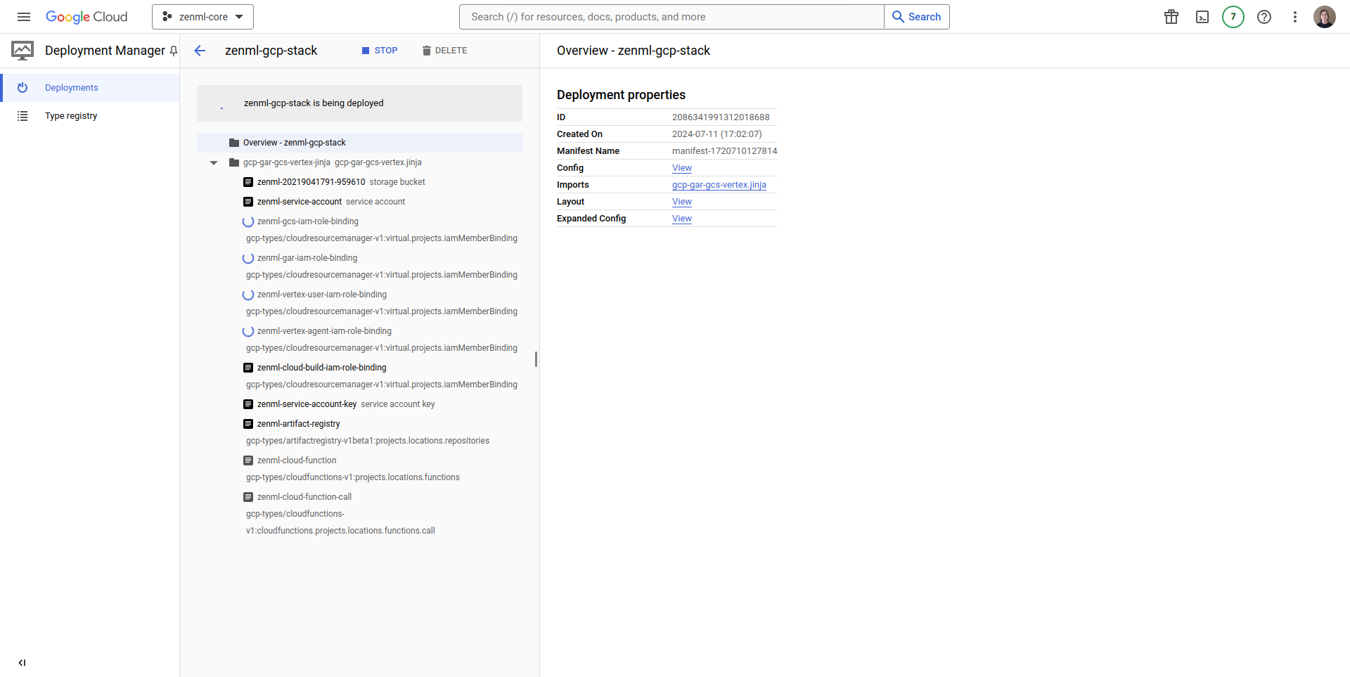 GCP Deployment Manager progress